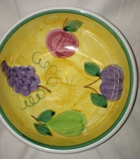 CALECA FRUTTA ITALY 6 7/8" ALL PURPOSE OR SOUP BOWL DIFFERENT FRUIT ON YELLOW