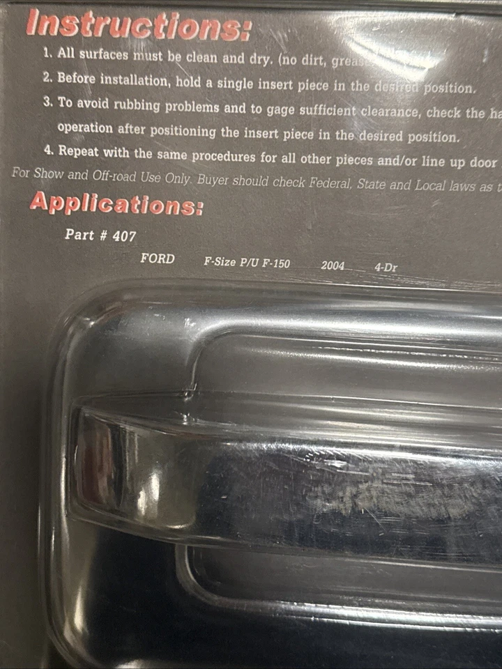 Juego de cubierta de manija de puerta de acero inoxidable pulido TFP 407 para Ford F-150 2004-2014 Foto 4 de 4