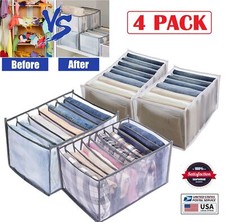 4 PACK Jeans T-Shirt Foldable Drawer Organizer Closet Clothes Storage Box USA