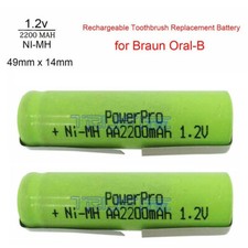 2pcs Electric Toothbrush Battery for Braun Oral B 49mm x 14mm Ni-MH Rechargeable