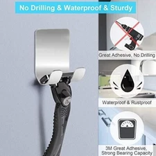 2Pcs Stainless Steel Razor Towel Multipurpose Holder for Shower Self Adhesive