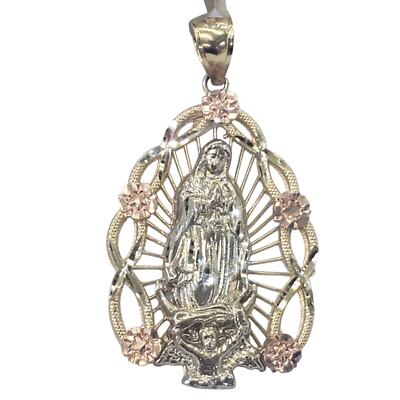 14k Yellow White Rose Gold Virgin Mary Guadalupe Pendant