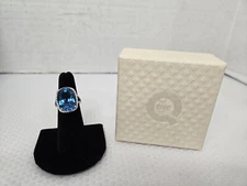 STATEMENT Sterling Silver .925 QVC Vault 14.50ctw Swiss Blue & White Topaz Ring