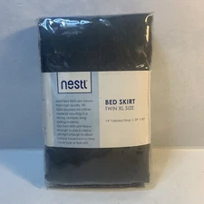 NEW Nestl Twin XL Size 14 inch Tailored Drop Bed Skirt  Dark Grey 39"x80"