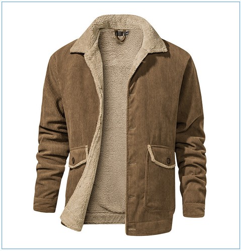 Men's Jacket Lambswool Top Coat Padded Thickened Plus Size Corduroy Gifts NEW - Picture 13 of 22