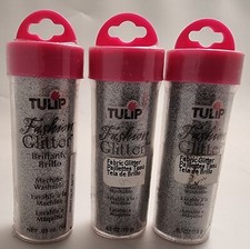 3 x TUBES TULIP HOLOGRAM SILVER ULTRA FINE FASHION GLITTER 0.63oz CRAFTS