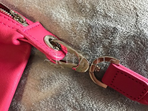 NEUF avec économies sac à poussière Longchamp Le Pliage cuir fourre-tout rose moyen sac à main pliable