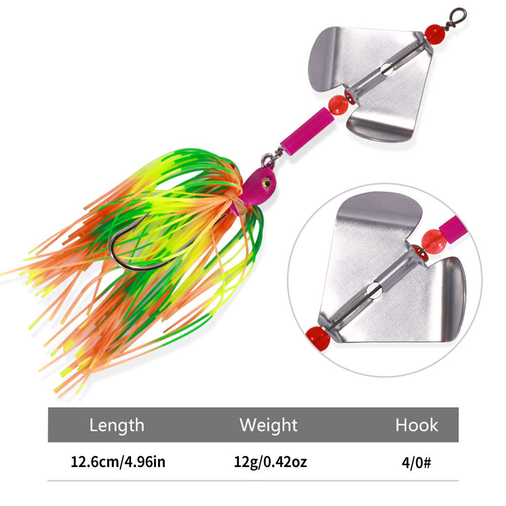 4pcs/Set Spinnerbait Blade Bait Rubber Skirt Buzzbait Fishing Lures Tackle 12g - Image 5