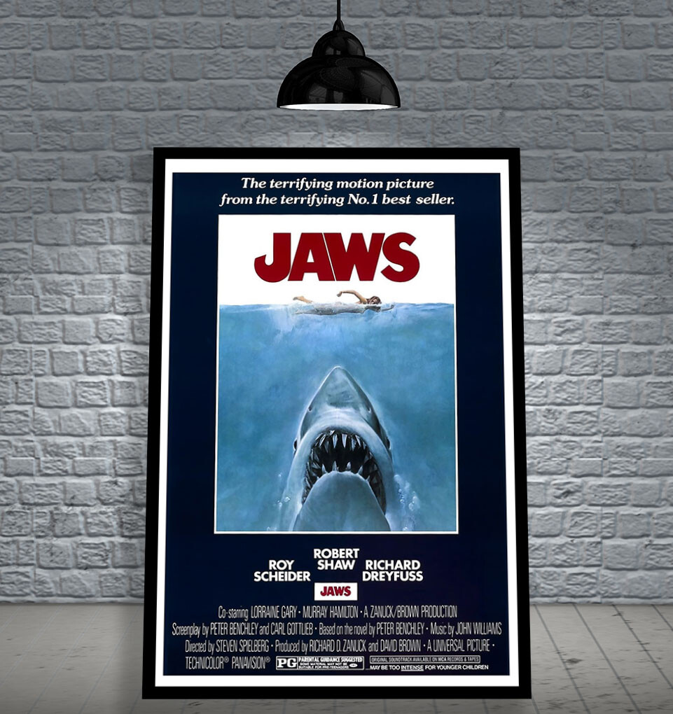 JAWS 1975 FRAMED MOVIE POSTER PRINT CINEMA A1 & 60X40CM