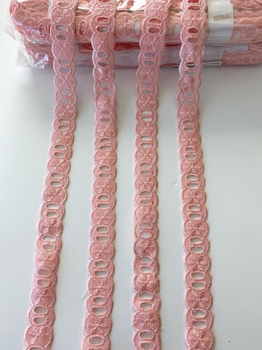 3 Yards Salmon Pink Embroidered Ribbon Trim for Sewing/Crafts/Bridal/ 3/4" wide - Picture 11 of 12