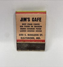 Baltimore MD Jim's Cafe ~ Best Crab Cakes ~ Vintage Girlie Matchbook Cover