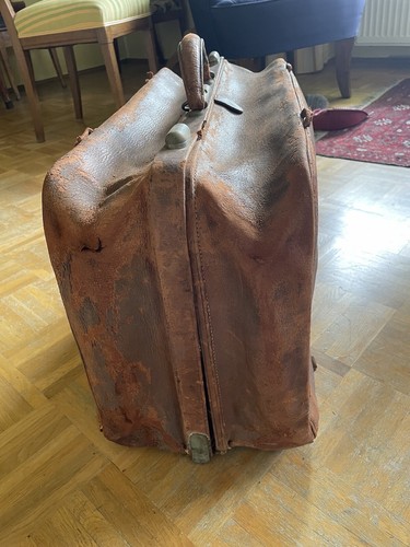 Koffer Arztkoffer Doktortasche Hebammentasche 1880 Patina Leder Oldtimer - Bild 9 von 24