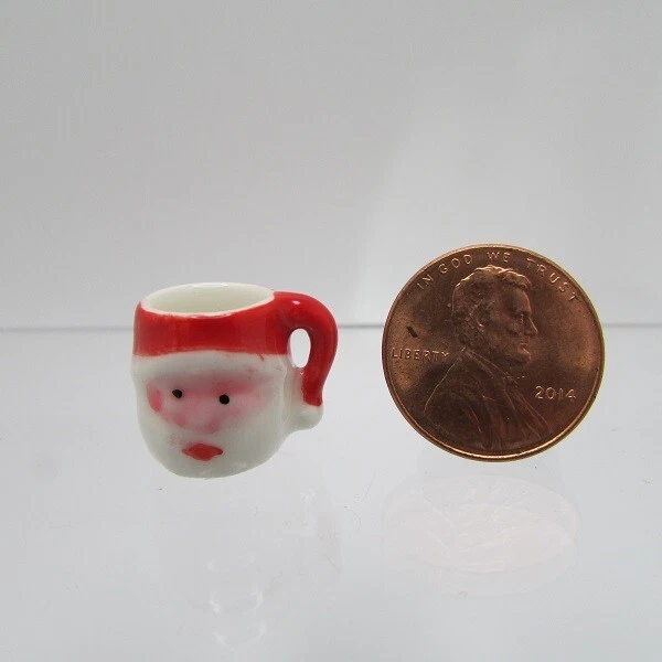 Dollhouse Miniature Ceramic Christmas Santa Coffee Cup Mug G 6459