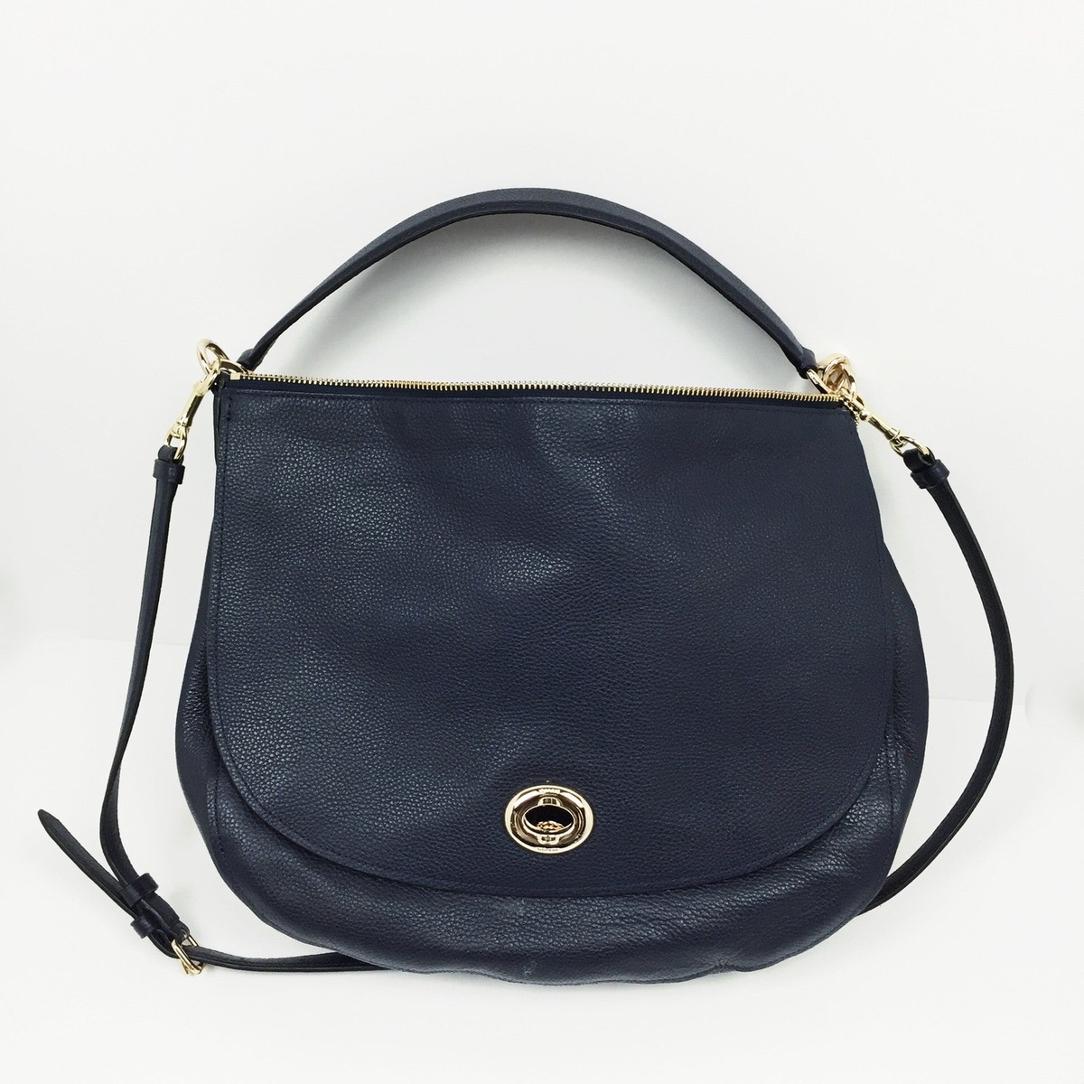 Coach Pebbled Leather Turnlock Navy Hobo 36762 NWT! $350 | eBay