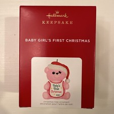 BABY GIRL'S FIRST CHRISTMAS PINK TEDDY BEAR 2021 Hallmark Ornament