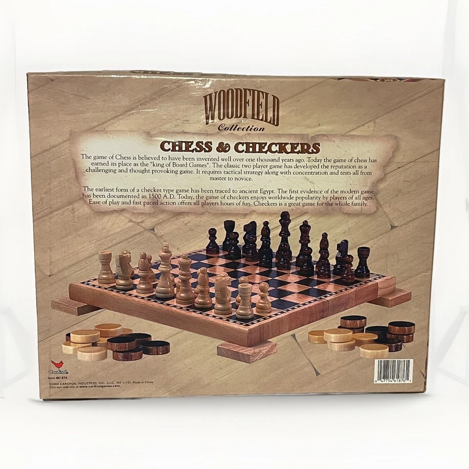 Cardinal Woodfield Collection CHESS & CHECKERS Wooden Board Game/Pieces Complete - Image 2 of 2