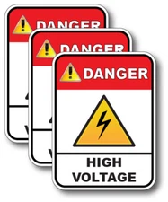 3 Warning Danger High voltage 3M decal sticker electrician outdoor safety sign 