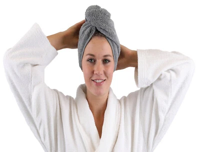 Betz Turban Handtuch Frottee Haarturban Kopftuch Damen 100% Baumwolle grau - Bild 1 von 4