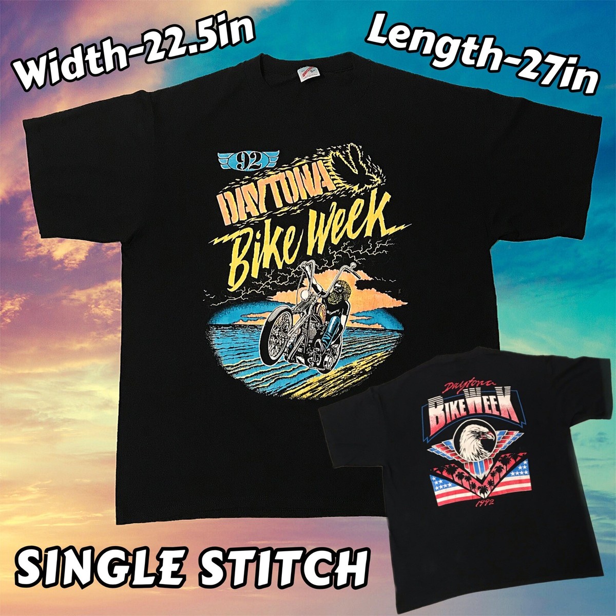 Vintage 1992 Daytona Bike Week Eagle Beach Sunset Harley Davidson