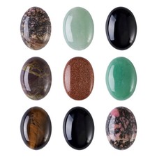 10 pcs Oval Gemstone Cabochons Mixed Stone Crafts DIY Jewelry Making 25x18x5 7mm