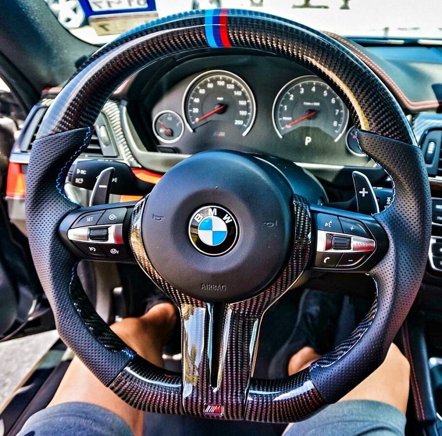 2017 F250  Ferrari Racing Design Gloss Black Fiber  Steering Wheel 
