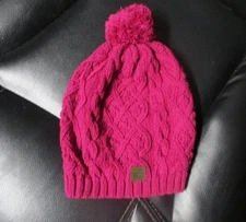 Women Tilley Cable Knit Toque Hat Cap Beanie Fuchsia One Size Women's