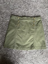 Women  s Abercrombie  Fitch Olive Green Mini Skirt With Gold Buttons
