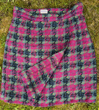 Brora scottish wool skirt 10 knee length A line wrap heather tweed kilt