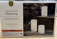 Threshold signature LED Pillar candles 3-piece and Remote Timers-New