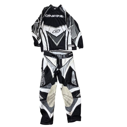 ONeal Motocross Racing Gear Set Jersey and Pants Black White Grey Mens Large