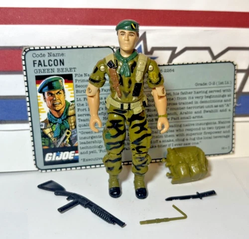 GI Joe Falcon 1987 v1 *100% COMPLETE w/File Card, Near Mint!* Vintage ARAH Nice!