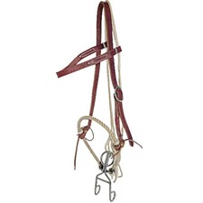 Harness Leather Single Rope Nose Quick Fast Stop Hackamore Bitless Bridle