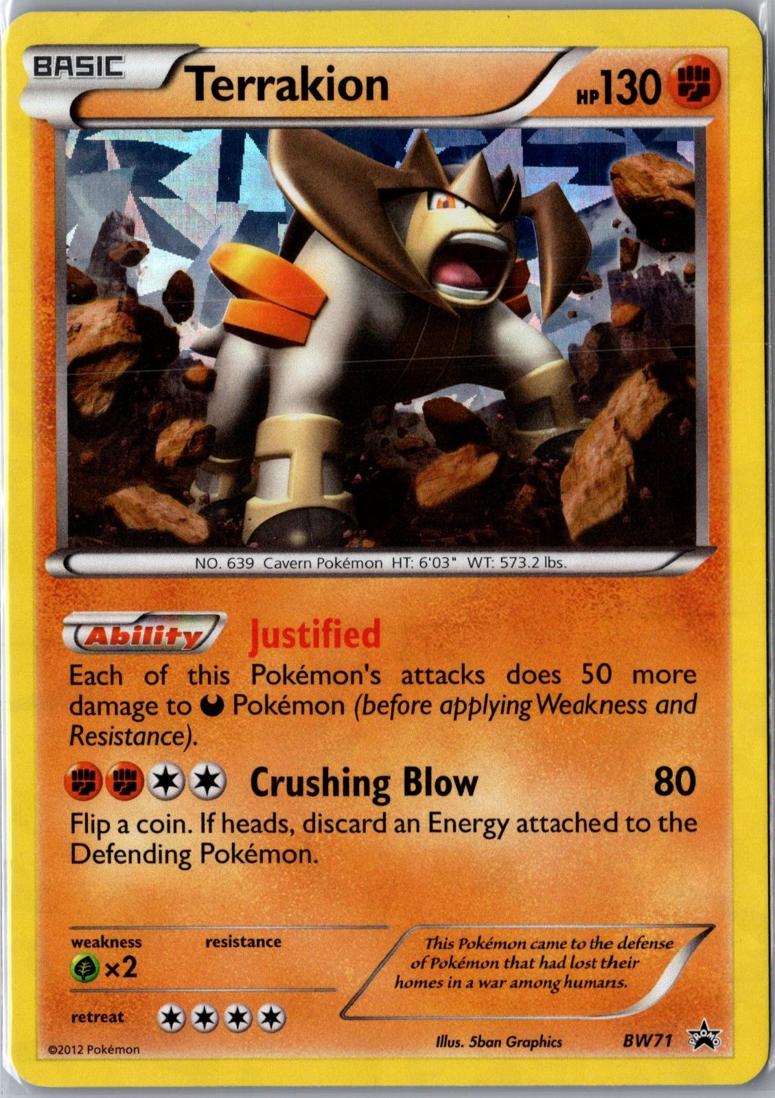 Terrakion BW71 Holo Promo Black And White Promo Pokemon Near Mint