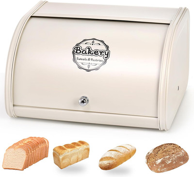 Countertop Bread Box, Bread Container for Kitchen, Vintage Metal Roll Top Bread 