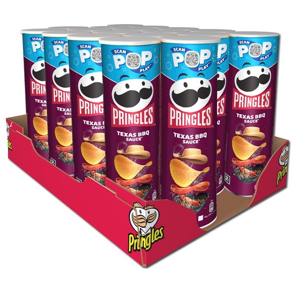 (14,23€/1Kg) Pringles Texas Bbq Sauce, Barbecue Chips, 19 Dosen Je 165G-image