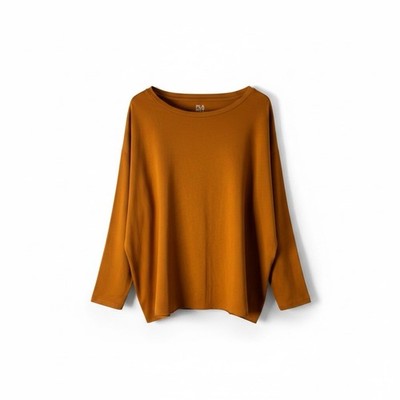PLANET Lauren G Ginger Pima Cotton Boxy Knit Top OSFA Minimalist