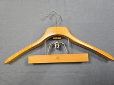 Vintage Setwell Wooden Suit Hanger With Metal Clips Heavy Duty