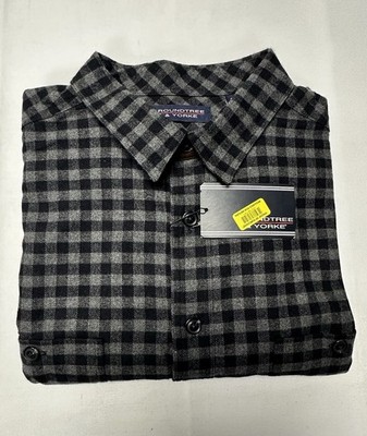 Roundtree Yorke Men Shirt 3XB Button Flannel Heavy Cotton Chore Work Gray $79