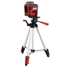 SKIL 65' Cross Line Laser Level, Rechargeable with Tripod 360° Red Self-Leveling
