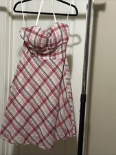 Sangria Signature Plaid Strapless Dress Size 16