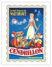 Walt Disney’s Cinderella (Cendrillon) - Vintage French Movie Poster 1950