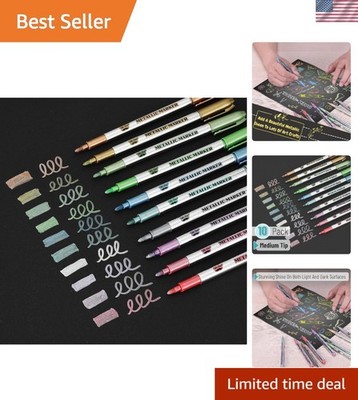 10-Pack Metallic Paint Markers for Vibrant Art Projects - Quick-Dry & Non-Toxic