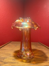 Northwood/Dugan Marigold Carnival Glass Jack-in-the-Pulpit Vase; Iridescent 