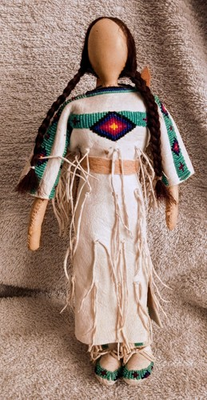 #ad #ad Old Vintage Leather Sioux Beaded Doll With Cradle Board $120.00