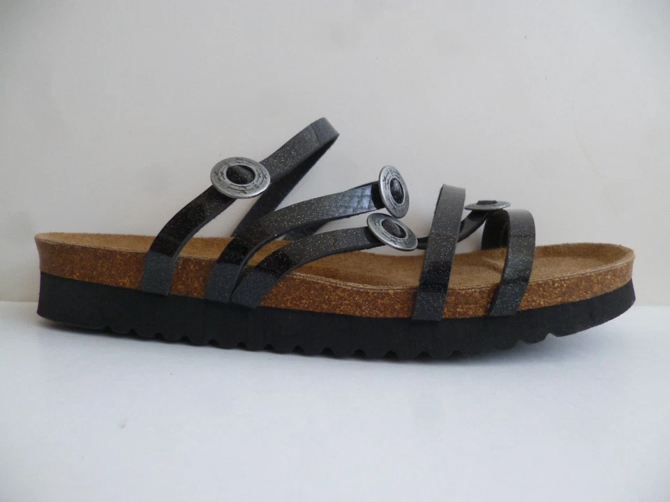 Dr. Brinkmann Damen Pantoletten Hausschuhe Sandalen Schuhe schwarz Lack 700175 - Bild 2 von 4