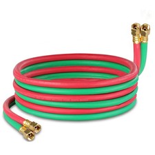 ABN Oxy Acetylene Hose, 15 Foot x 1/4 Inch - B Fitting Twin 15 Ft, Green 