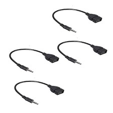 2PCS Black 3.5mm Male Stereo AUX Audio Car Plug Jack to USB 2.0 Female...