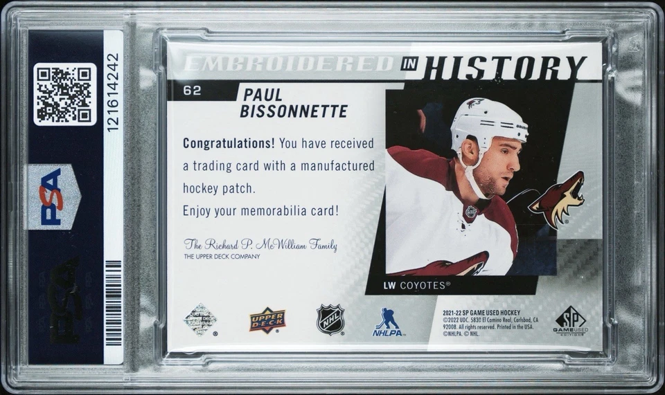 Paul Bissonnette Signed 2021 SP Game Used Embroidered BIZNASTY PSA Auto 10 - Image 2 of 3