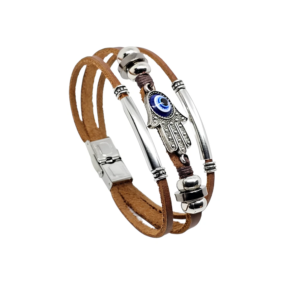 Brazalete protector Hamsa ojo de la suerte joyería espiritual étnica Foto 4 de 4