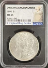 1886-P Morgan Dollar NGC MS63 with ORIGINAL BAG FRAGMENT!